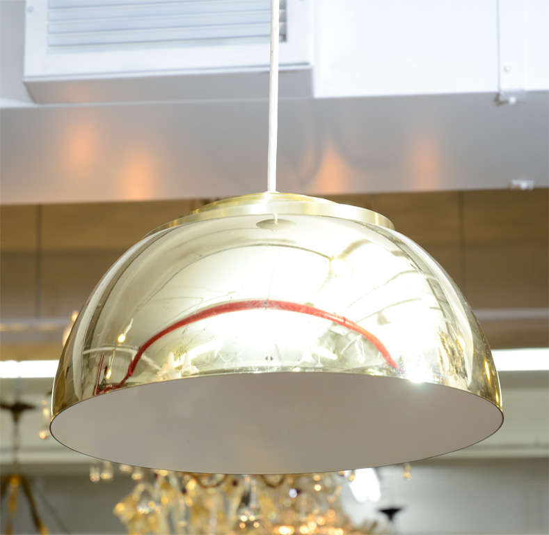 Mid Century Lightolier Half-Globe Pendant Light In Good Condition In New York, NY