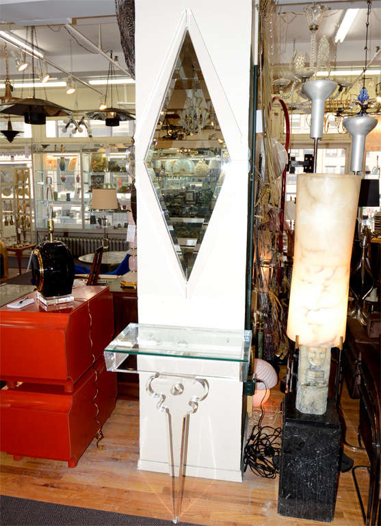 Mid Century Lucite Mirror and Wall Mounted Console Table