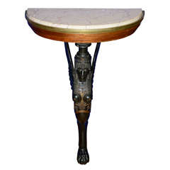 Art Deco Egyptian Revival  Demilune Console Table