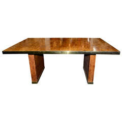 Mid Century Pierre Cardin Burled Olive Wood Dining Table