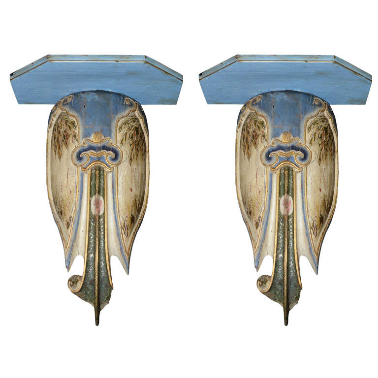 Pair of 19th c. Chinese Temple Elements Converted to Consoles