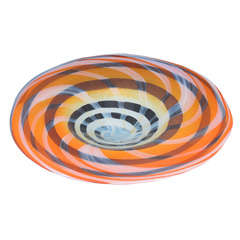 Mid Century Large Murano Glass Dish with Swirl Design