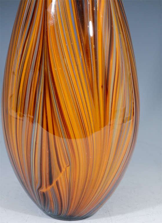 Mid Century Murano Art Glass Striped Vase at 1stDibs murano striped