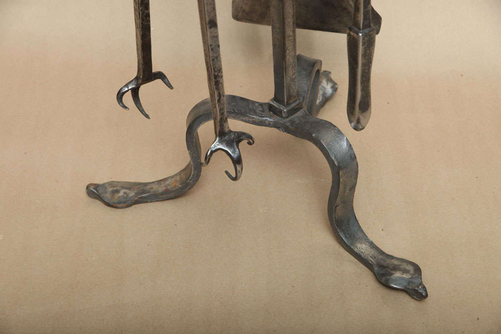 Wrought Iron Set of Cotswold School Firetools and Stand