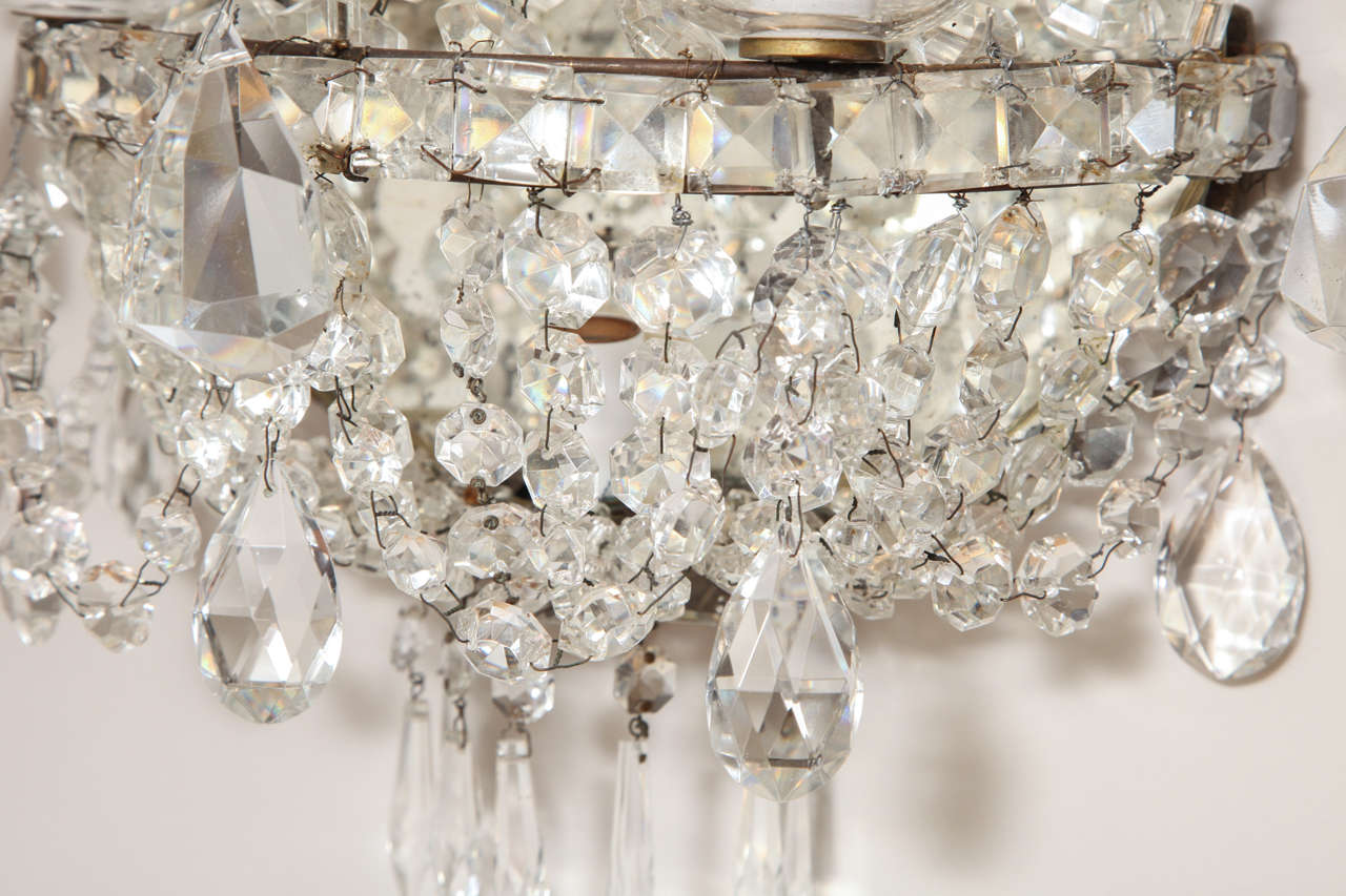 20th Century Pair of English Regency Style Crystal Sconces