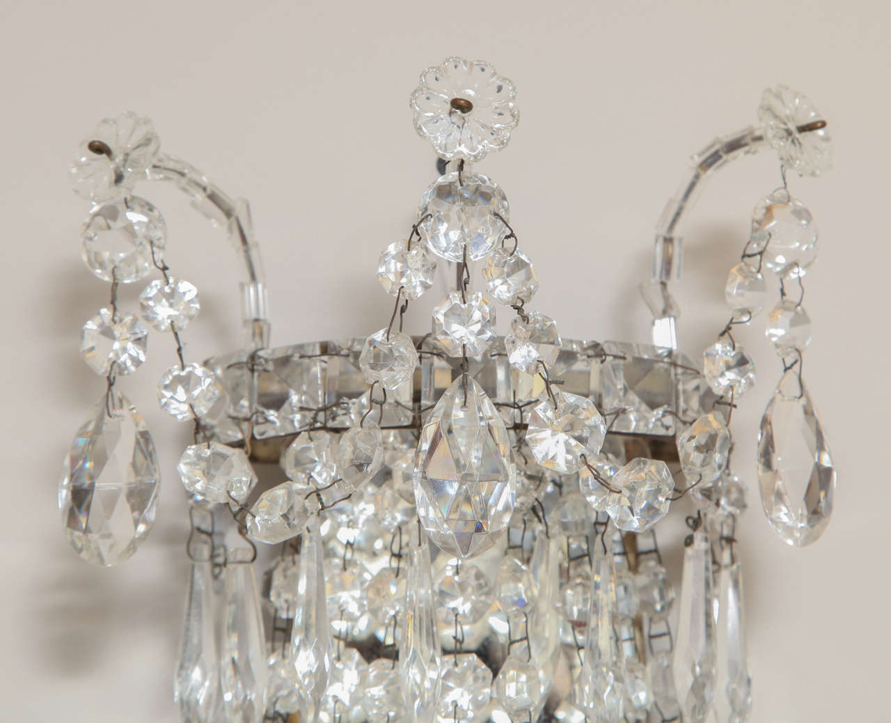 Pair of English Regency Style Crystal Sconces 3