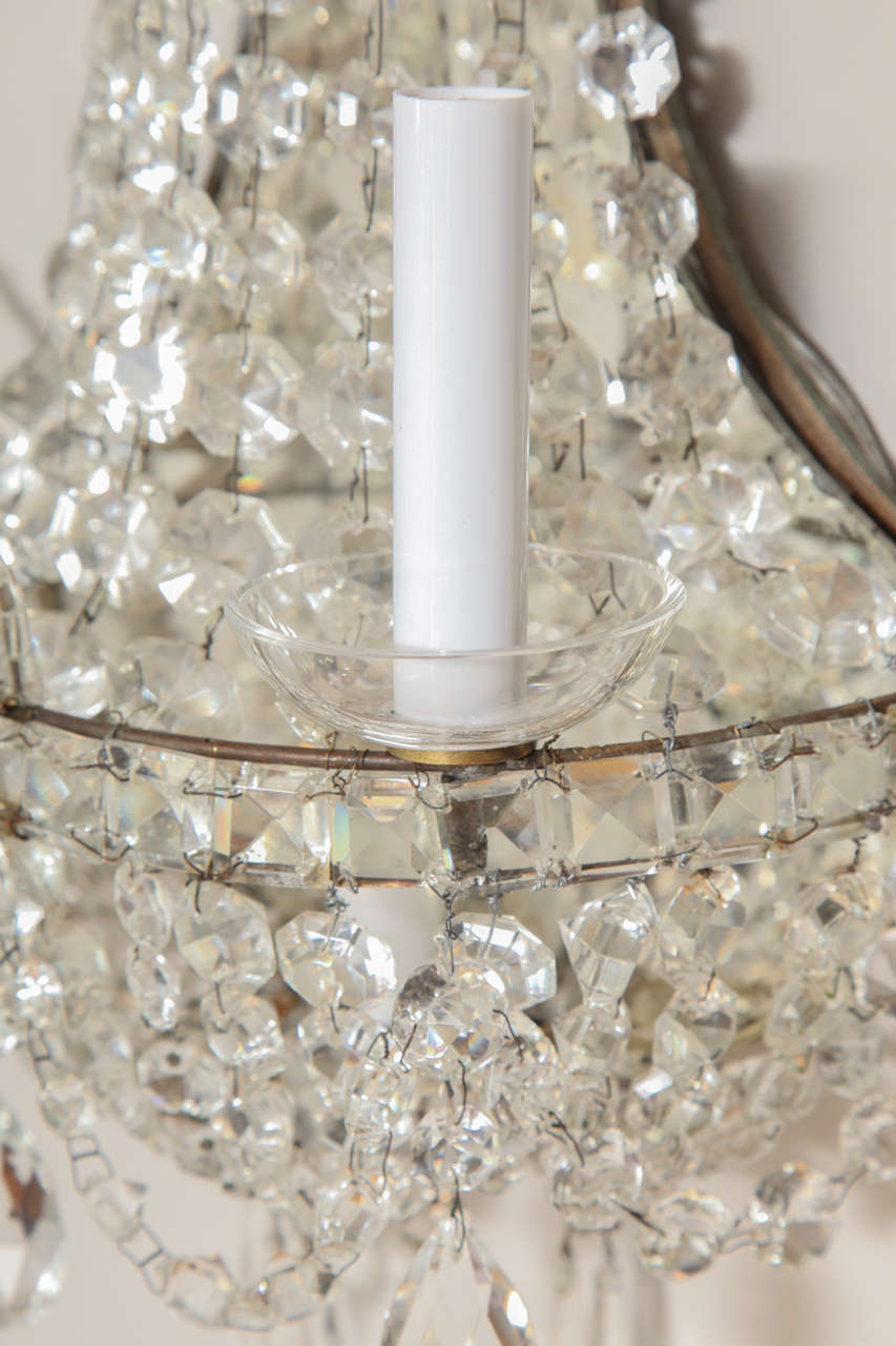 Pair of English Regency Style Crystal Sconces 4