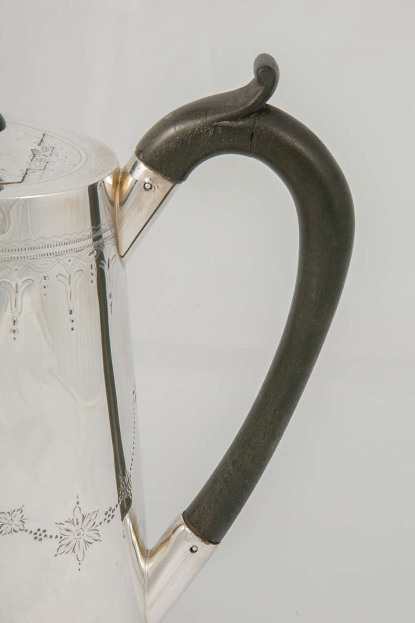 19th Century Silver Plate Coffee Pot For Sale