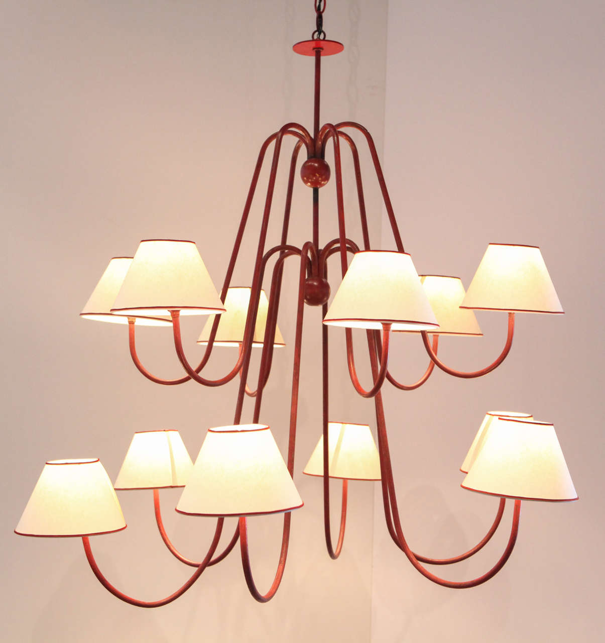 French Twelve-Armed Jean Royere 'Bouquet' Chandelier, France, circa 1950