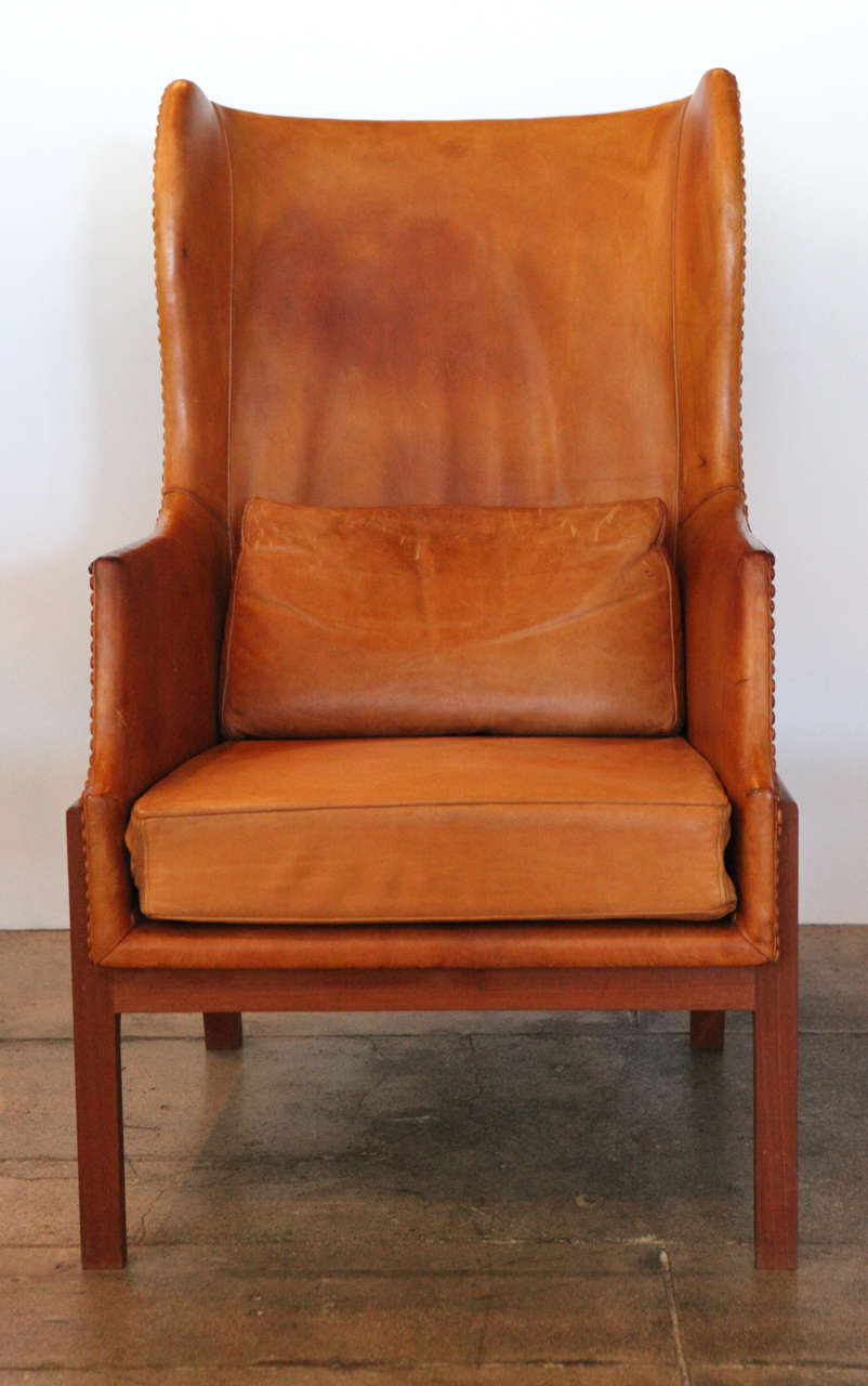 Mogens Koch Wingback and Ottoman, Denmark, 1940 In Good Condition In Los Angeles, CA