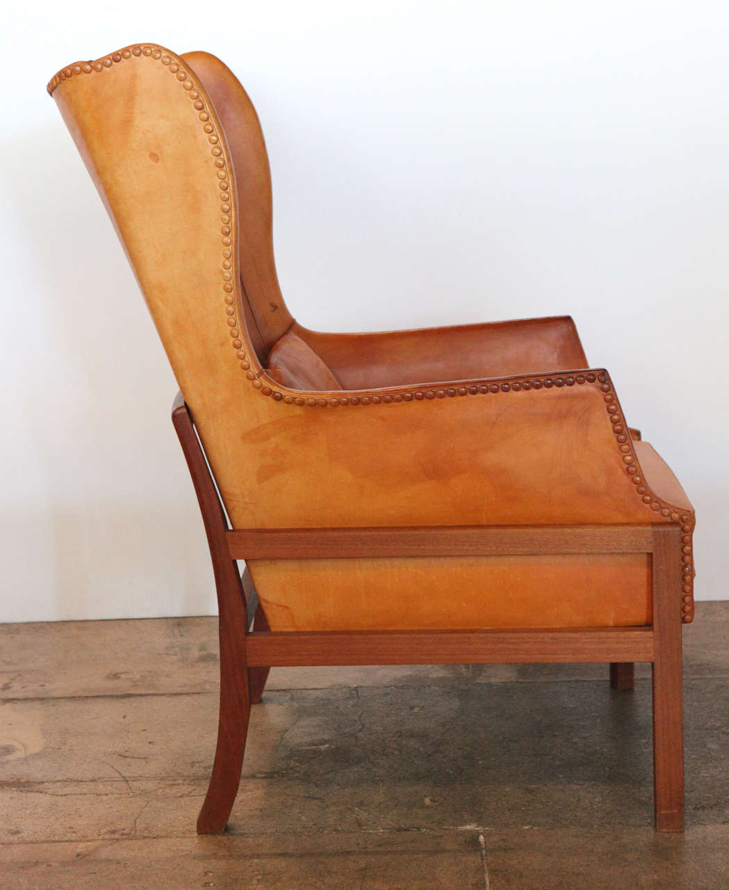 Mid-20th Century Mogens Koch Wingback and Ottoman, Denmark, 1940