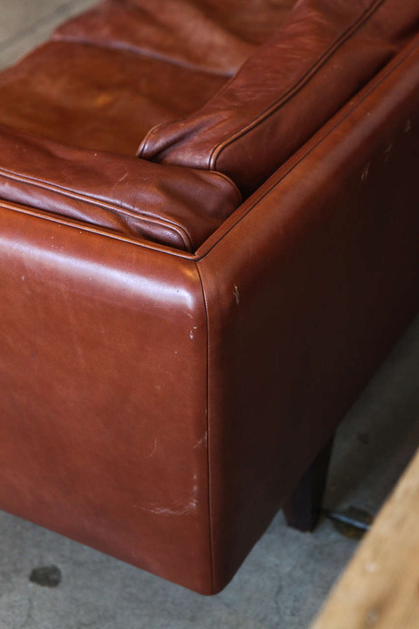 Leather Illum Wikkelso Three-Seat Sofa, Denmark, 1960s
