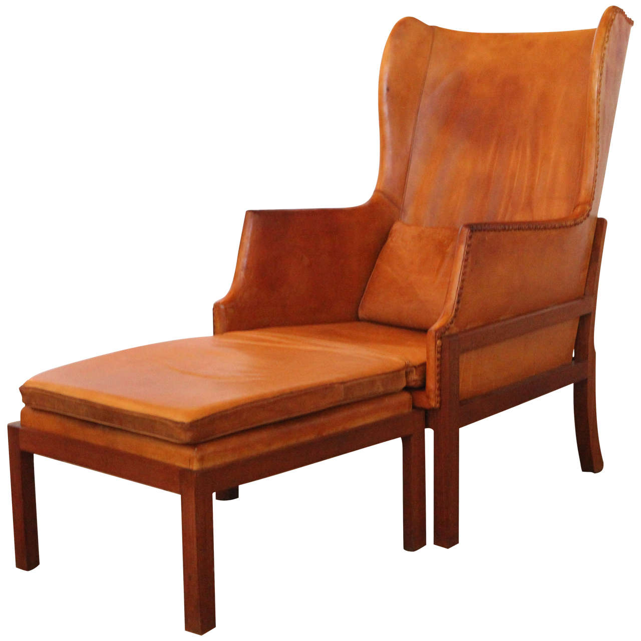 Mogens Koch Wingback and Ottoman, Denmark, 1940 at 1stDibs