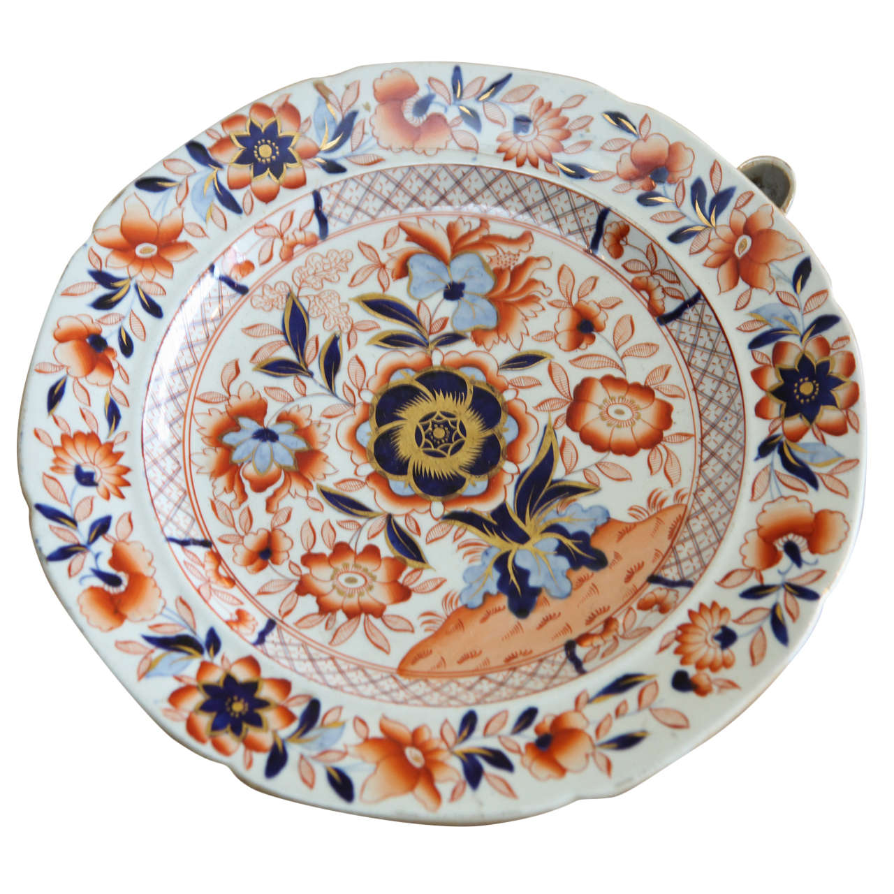 English Imari Hicks and Meigh Ironstone Warming Plate, circa 1835