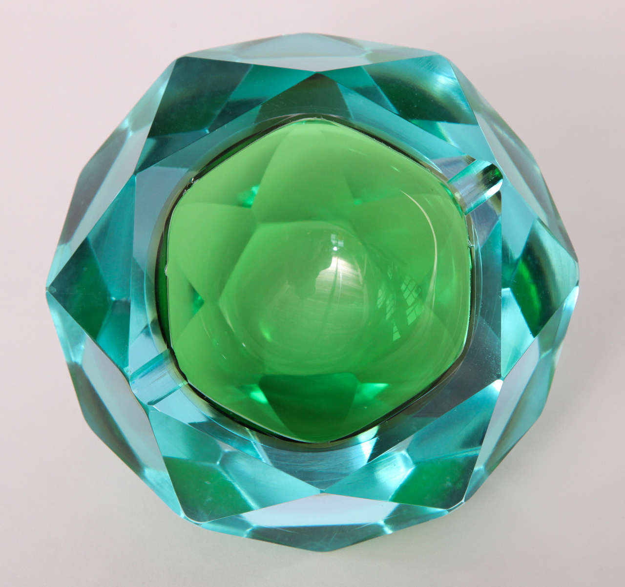 Mid-Century Modern Jewel-like Murano Faceted Glass Ashtray For Sale