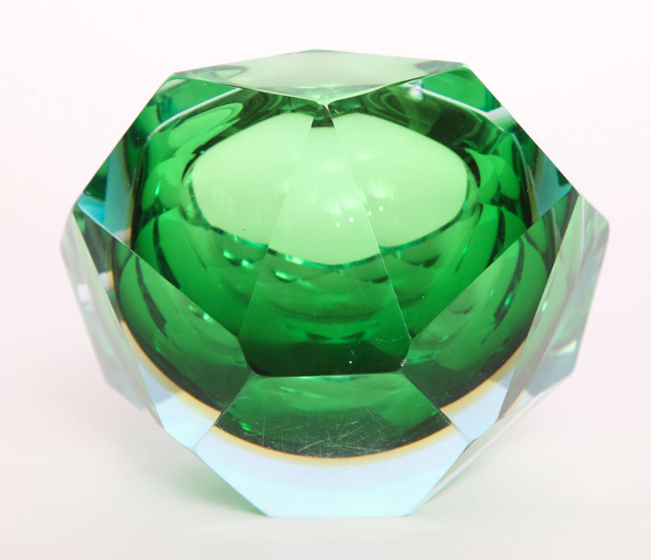 Mid-20th Century Jewel-like Murano Faceted Glass Ashtray For Sale