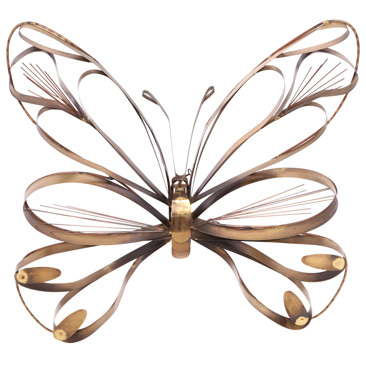 Large Brass Butterfly Wall Sculpture by C. Jeré For Sale