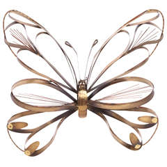 Large Brass Butterfly Wall Sculpture by C. Jeré