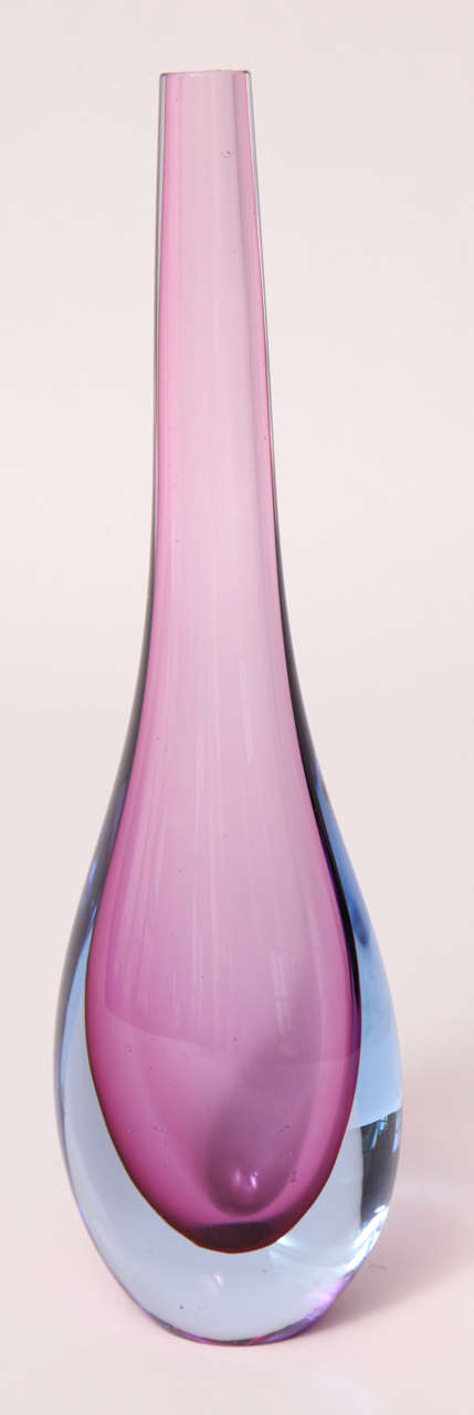 Murano Purple & Blue Sommerso Glass Stem Vase
