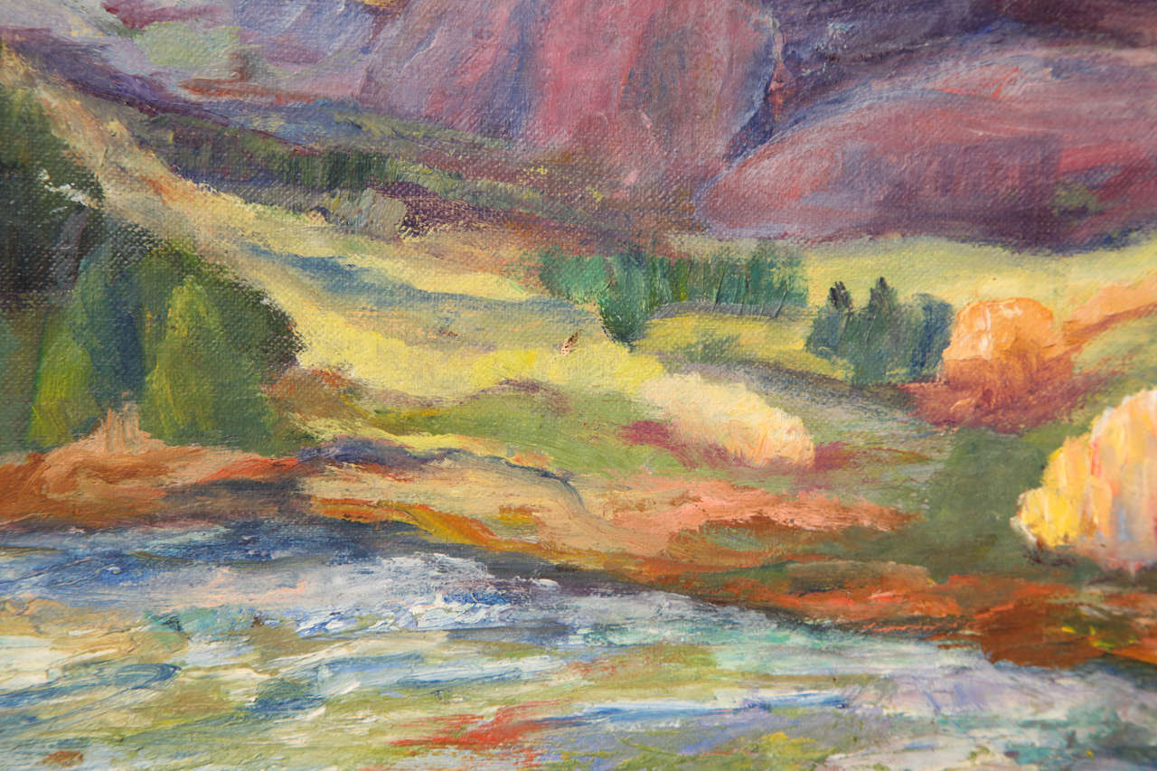 Impressionist Landscape Painting by Unknown Artist In Good Condition For Sale In Brooklyn, NY