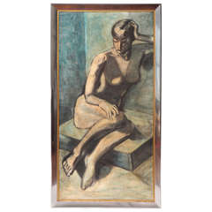 Modernist Nude Oil Portrait of Woman by Unknown Artist