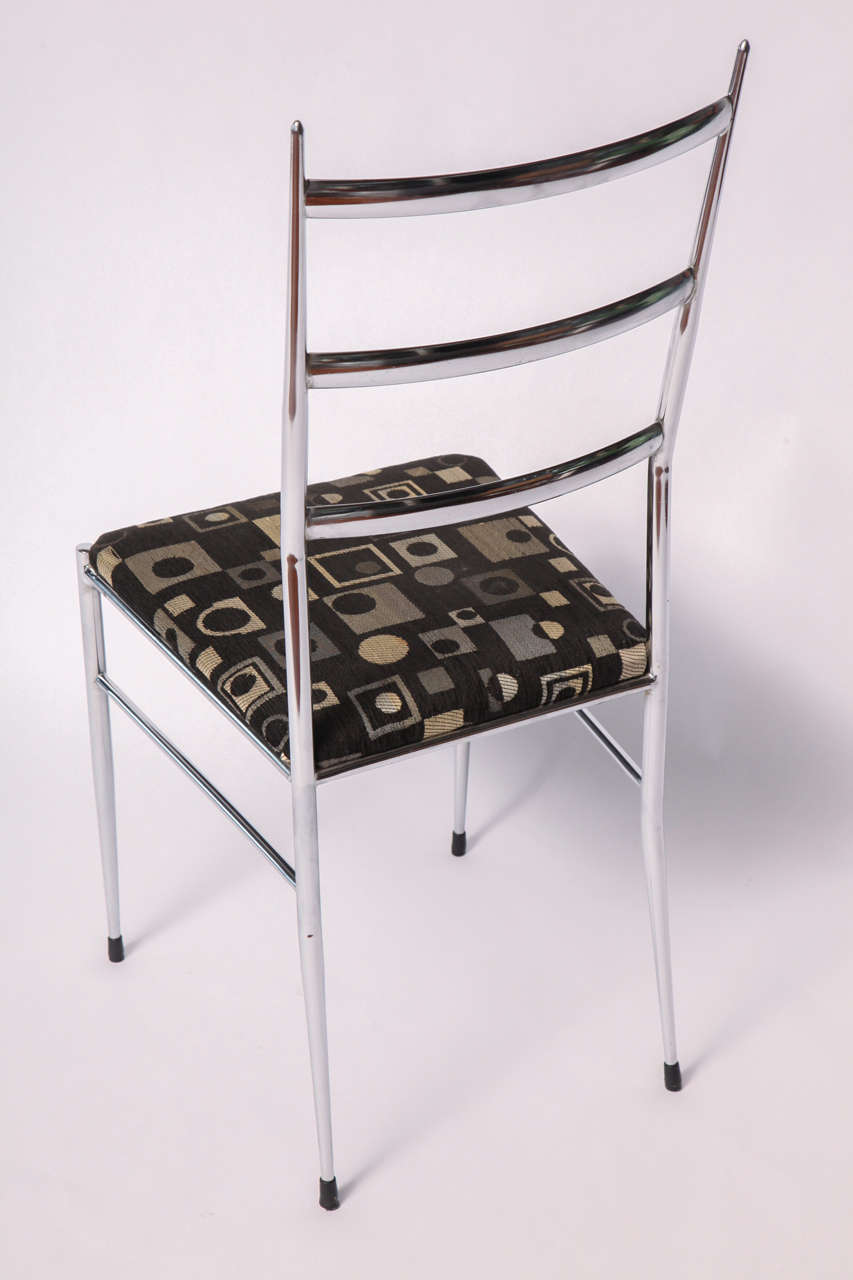 Chrome Pair of Ladder-Back Side Chairs For Sale