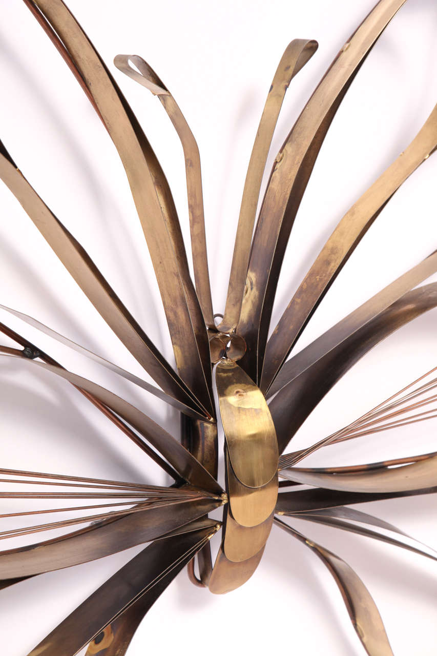 Large Brass Butterfly Wall Sculpture by C. Jeré For Sale at 1stDibs