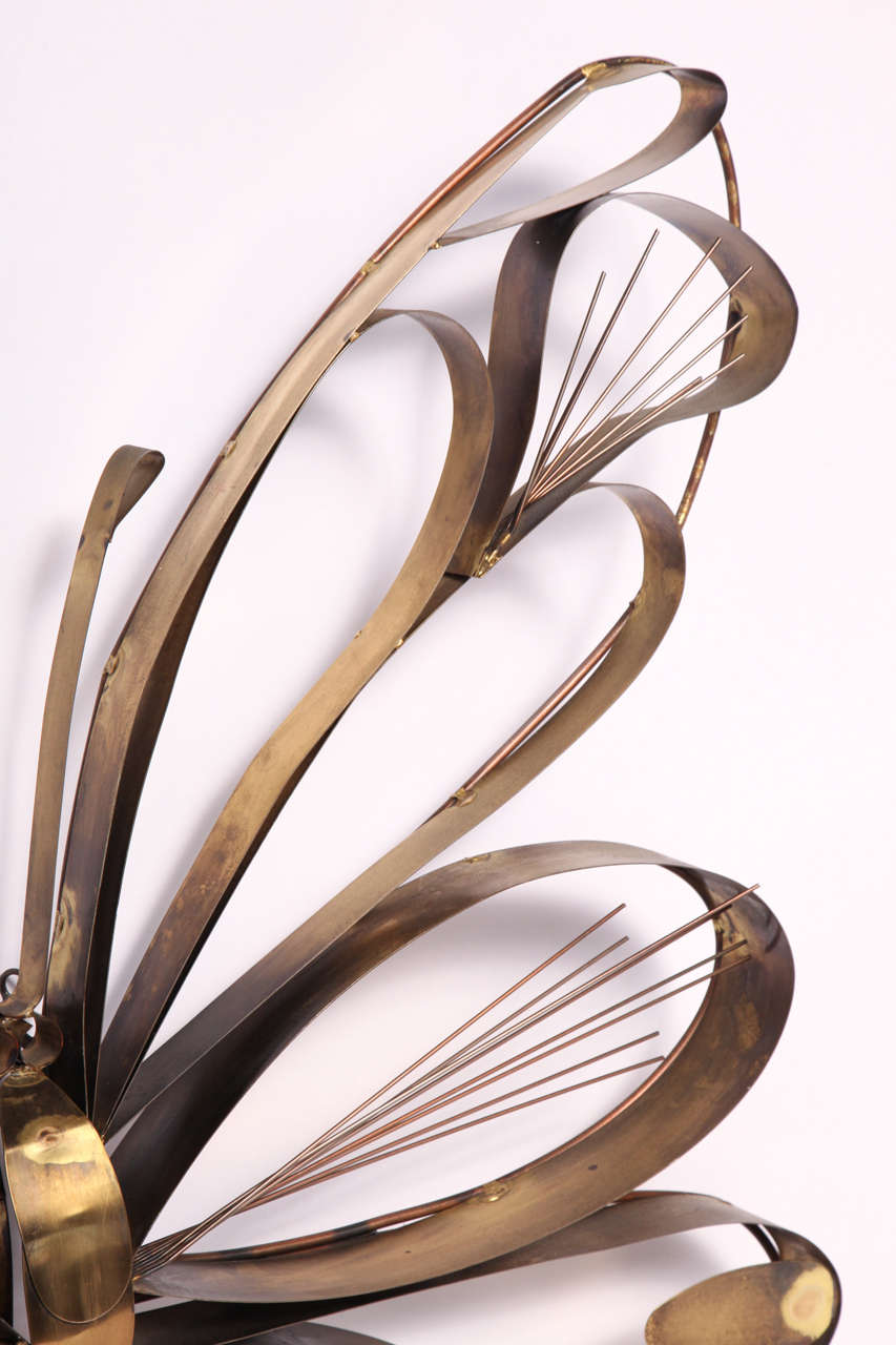 Large Brass Butterfly Wall Sculpture by C. Jeré For Sale at 1stDibs