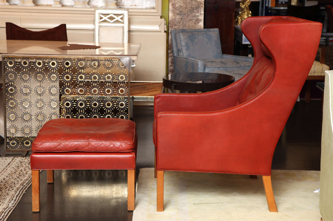 Iconic Borge Mogensen Wingback Chair and Ottoman