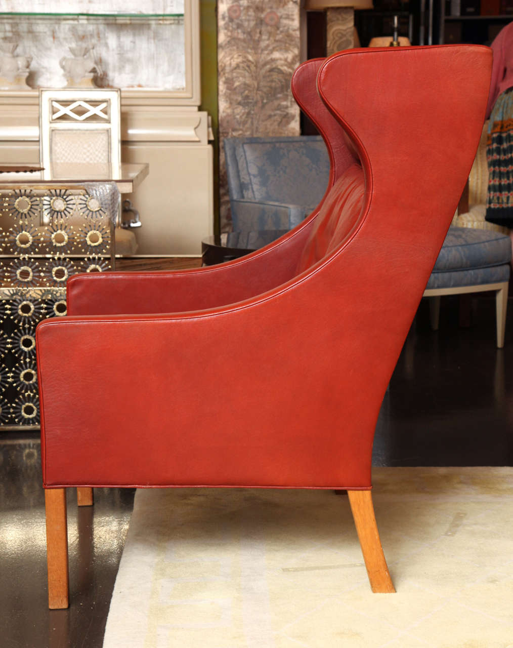 Iconic Borge Mogensen Wingback Chair and Ottoman In Good Condition In New York, NY
