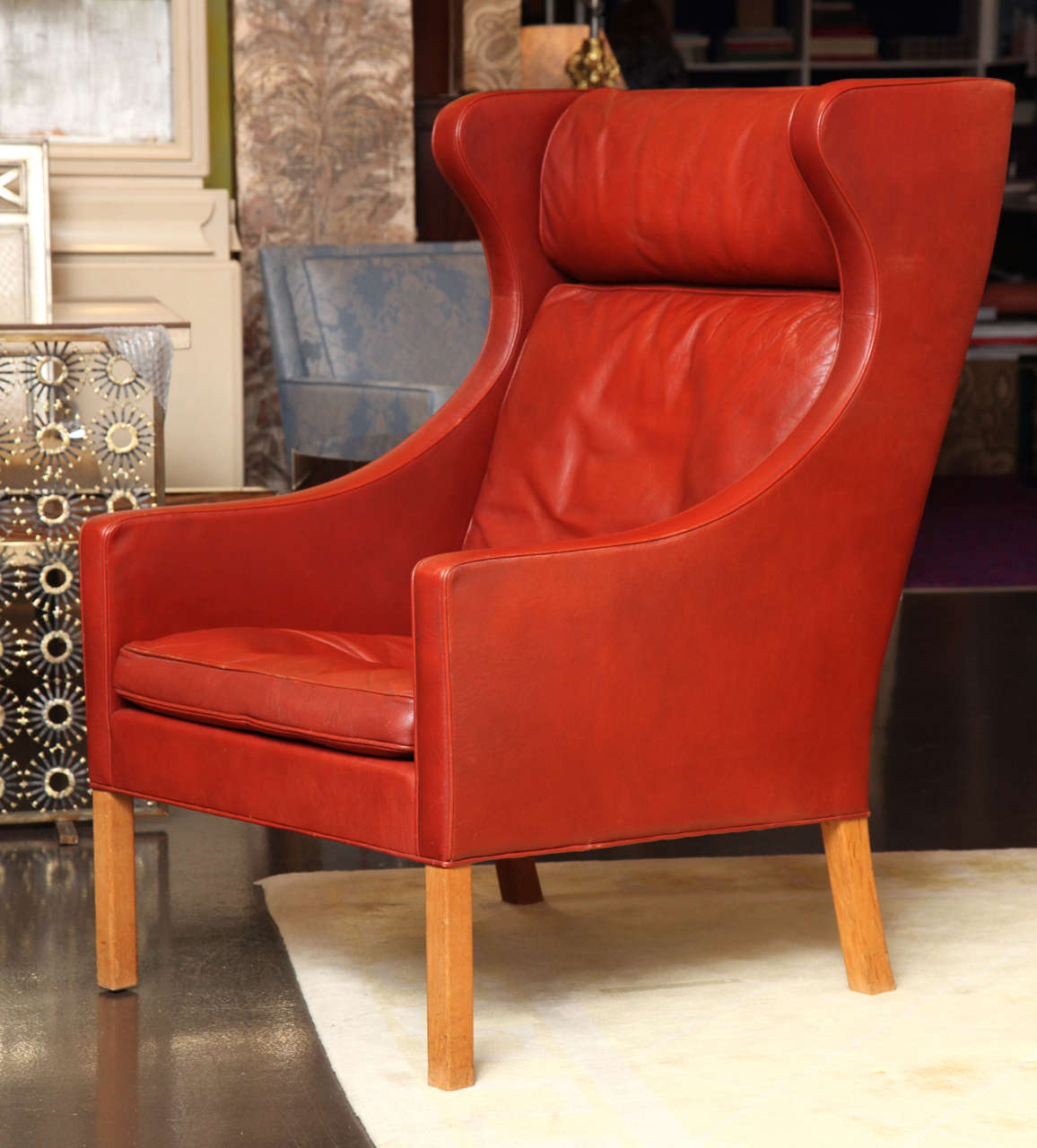 Mid-20th Century Iconic Borge Mogensen Wingback Chair and Ottoman