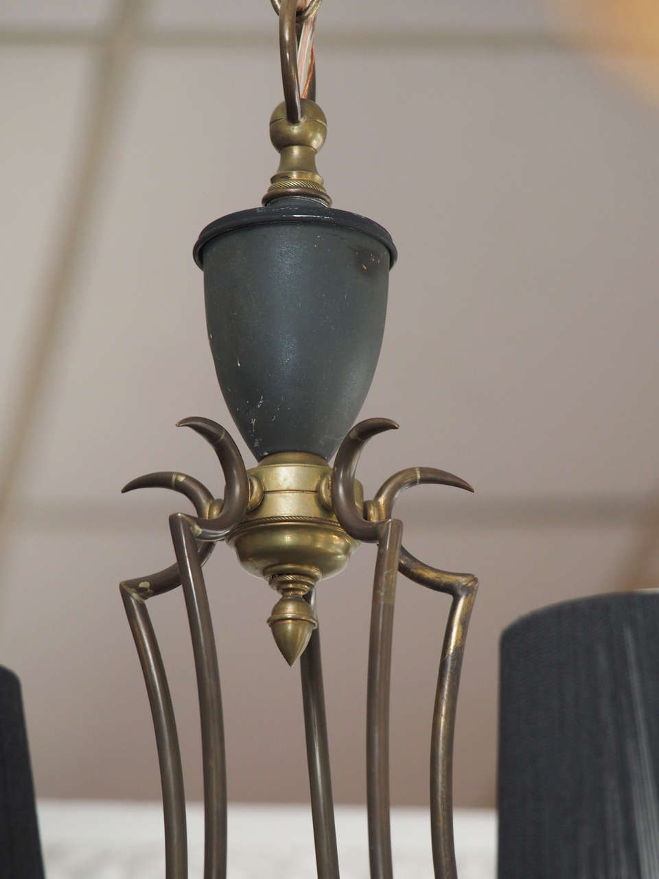 20th Century French Patinated Bronze and Bronze Directoire Style Chandelier In Good Condition For Sale In New Orleans, LA