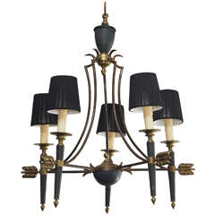 20th Century French Patinated Bronze and Bronze Directoire Style Chandelier