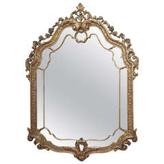 19th Century Regence Style Carved Giltwood French Mirror with Pierced Crest