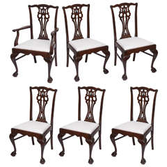 Set of Six English Chippendale Style Chairs, circa 1900
