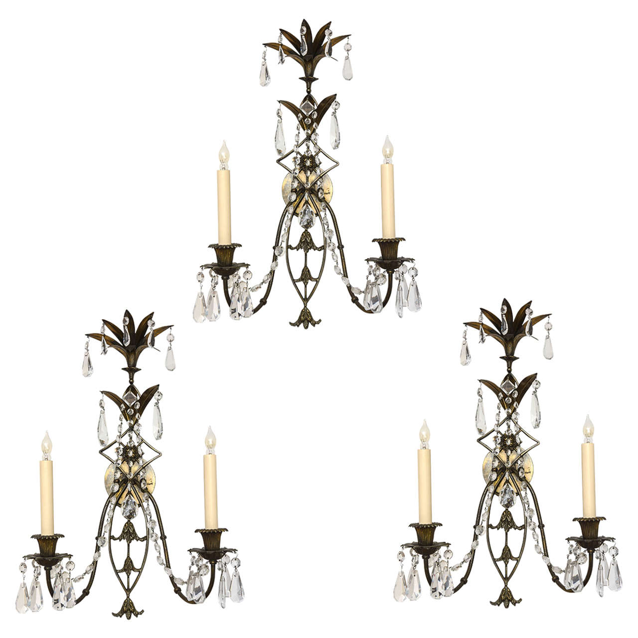 Set of Three French Wall Sconces, 19th Century For Sale