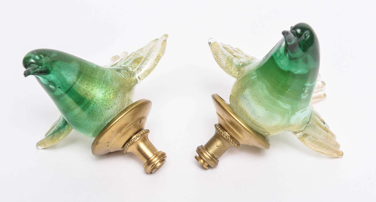 Brass Pair of Murano Lamp Finials, 20th Century