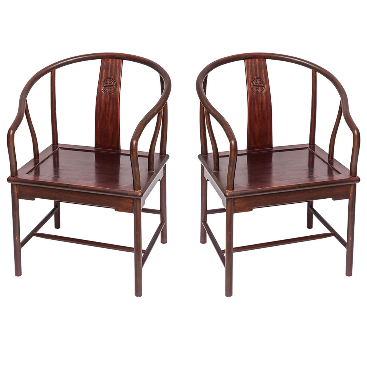 Pair of Chinese Horseshoe Chairs, 20th century