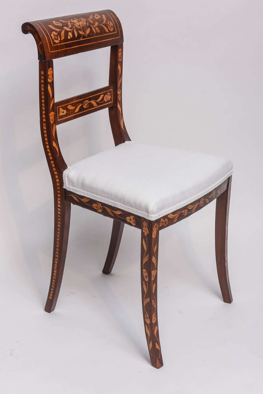 Dutch Marquetry Chair, 19th Century In Good Condition In West Palm Beach, FL