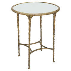 Maison Baguès Style Bronze Table with Mirrored Top