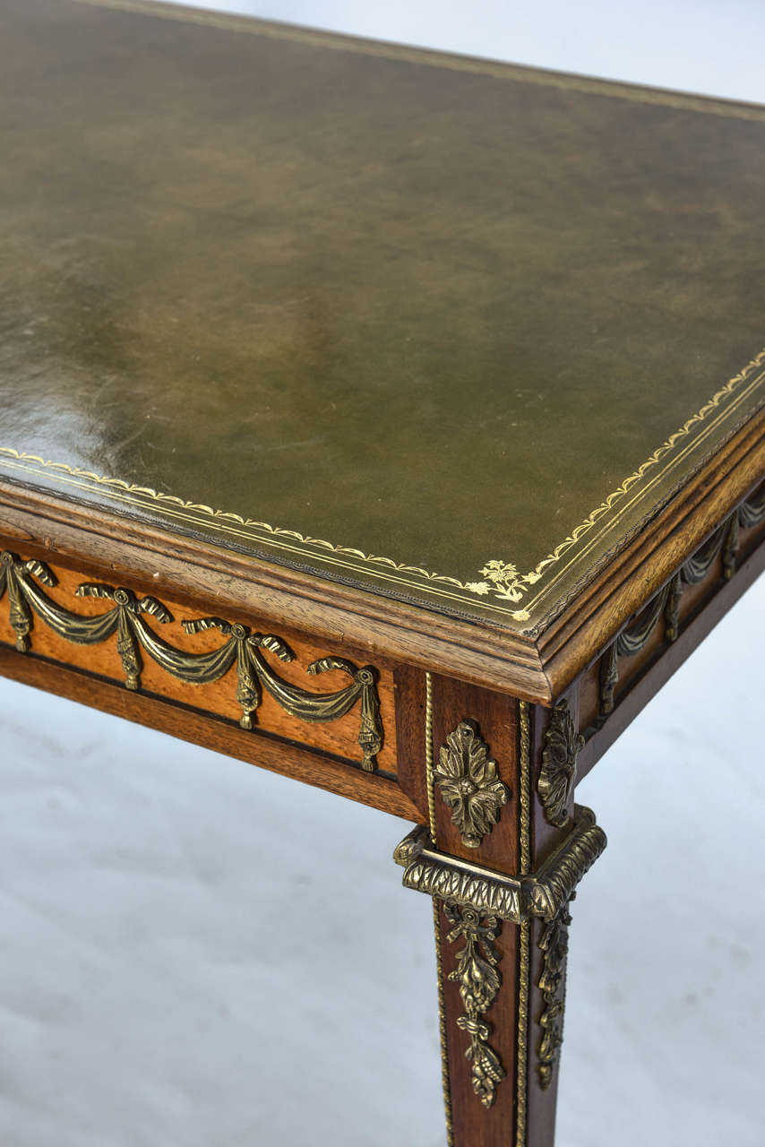 20th Century French Writing Table with Bronze Swag Ormolu, circa 1900