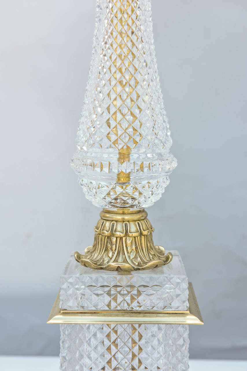 Pair of Cut Crystal Empire Form Lamps 3