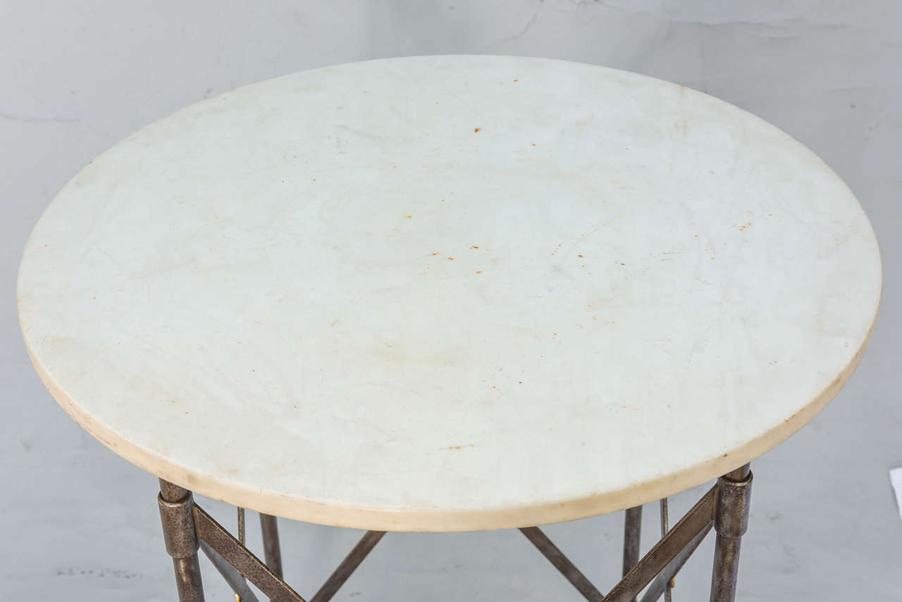 European Neoclassical Iron Table with Marble Top
