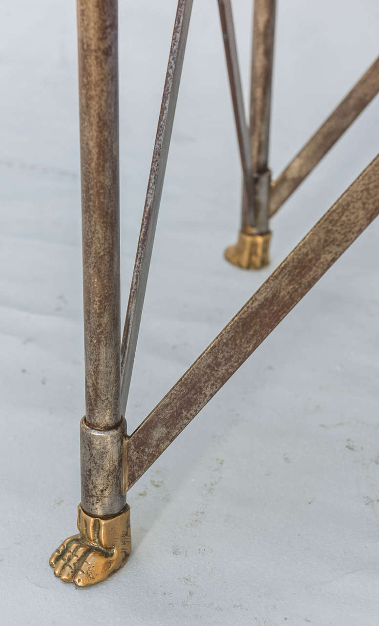 Neoclassical Iron Table with Marble Top In Excellent Condition In West Palm Beach, FL