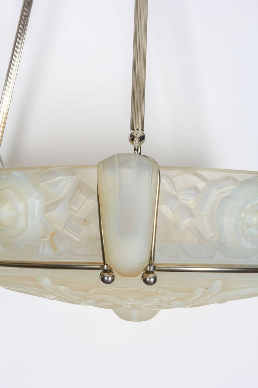 Patinated French Art Deco Chandelier by Sabino For Sale