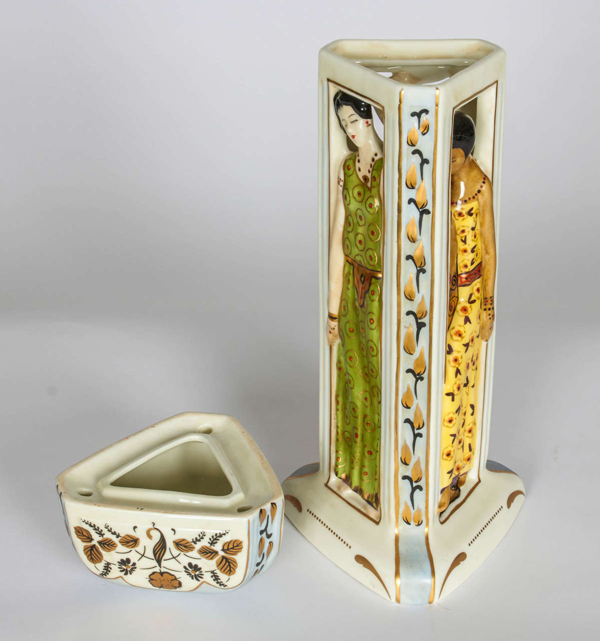 Porcelain French Art Deco Table Lamp, Perfume Burner
