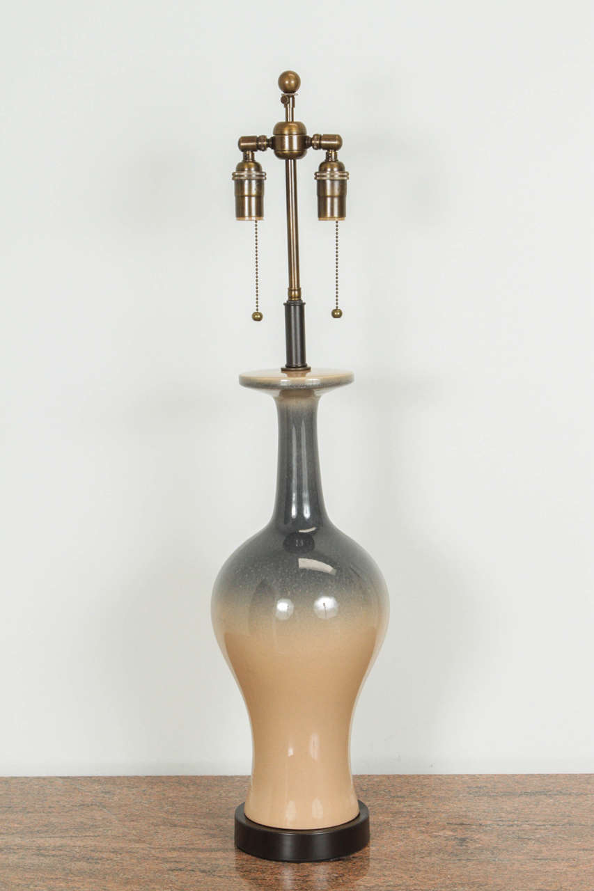 Pair of Ceramic Lamps with an Ombré Glaze In Excellent Condition In New York, NY