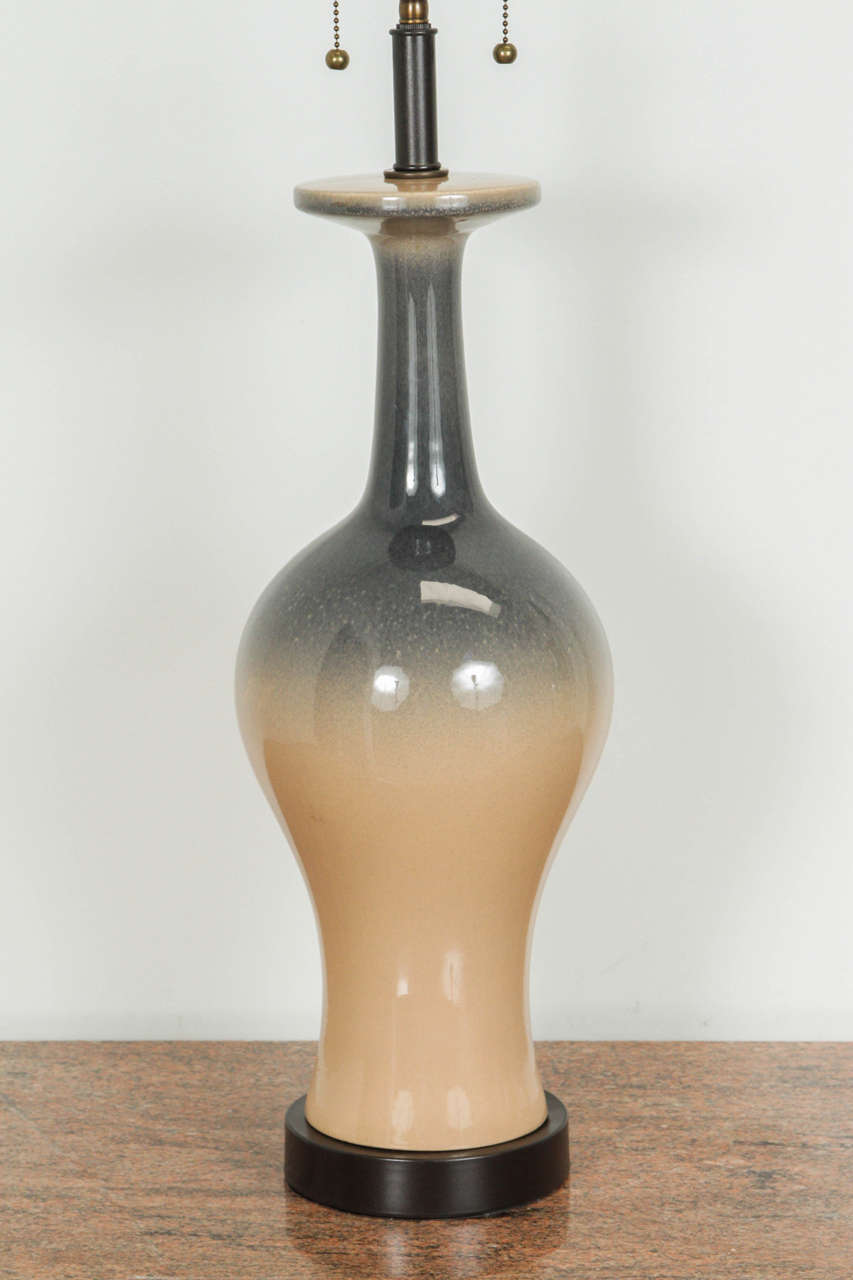 Mid-20th Century Pair of Ceramic Lamps with an Ombré Glaze