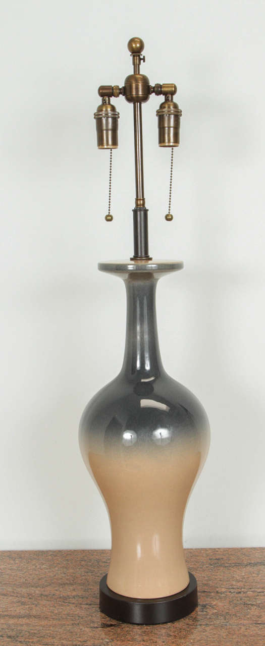 Pair of Ceramic Lamps with an Ombré Glaze 2