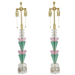 Pair of Lucite Lamps by Van Teal